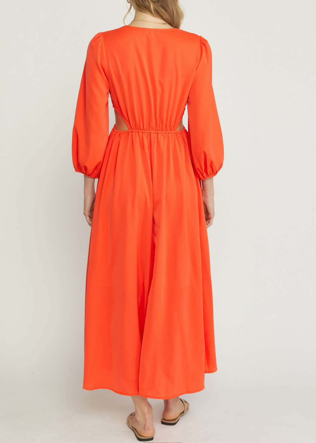 Bae-cation - Bodice Cutaway Maxi Dress with Sleeves