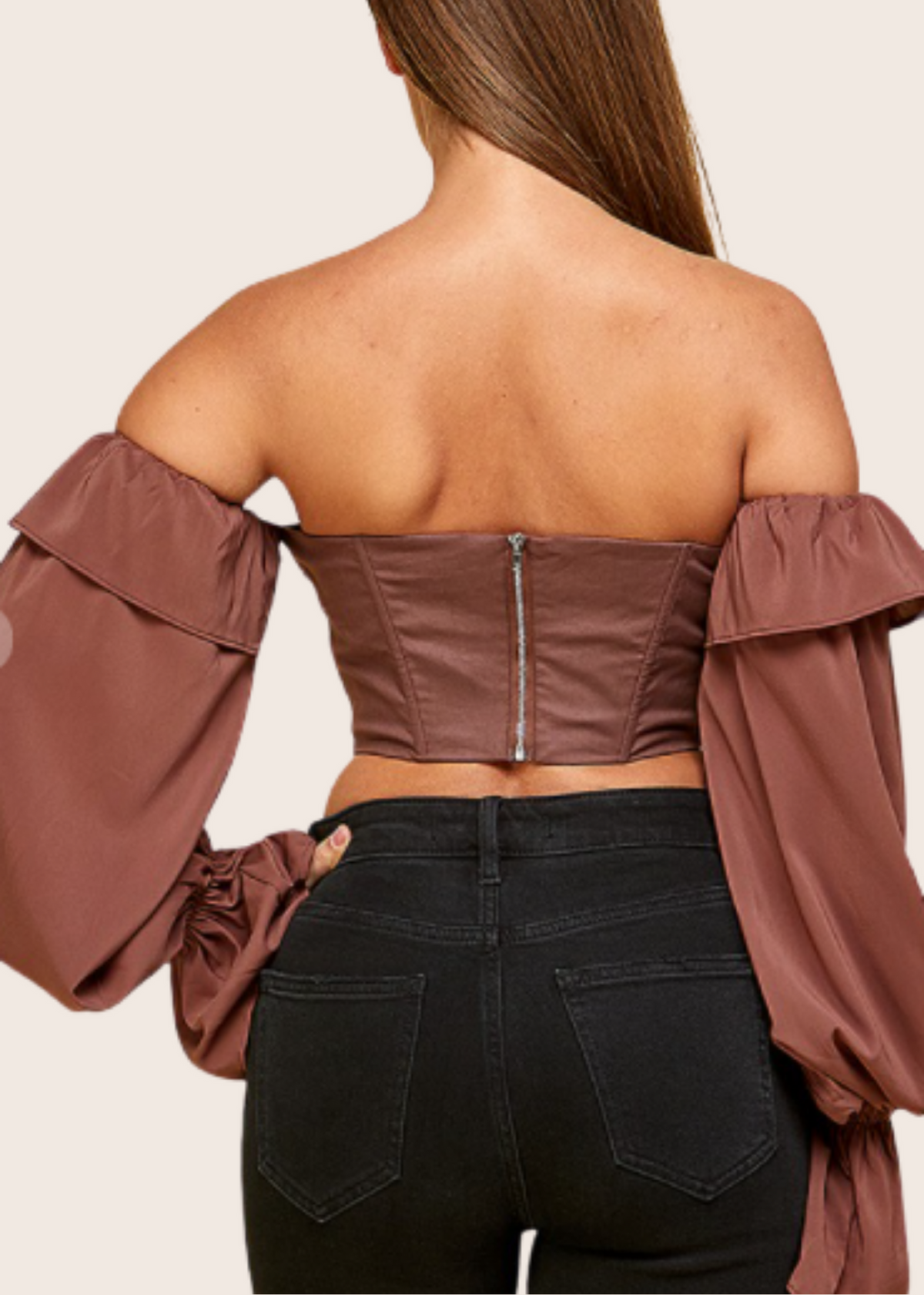 Coco - Form Fit Cropped Corset with Long Romantic Sleeves