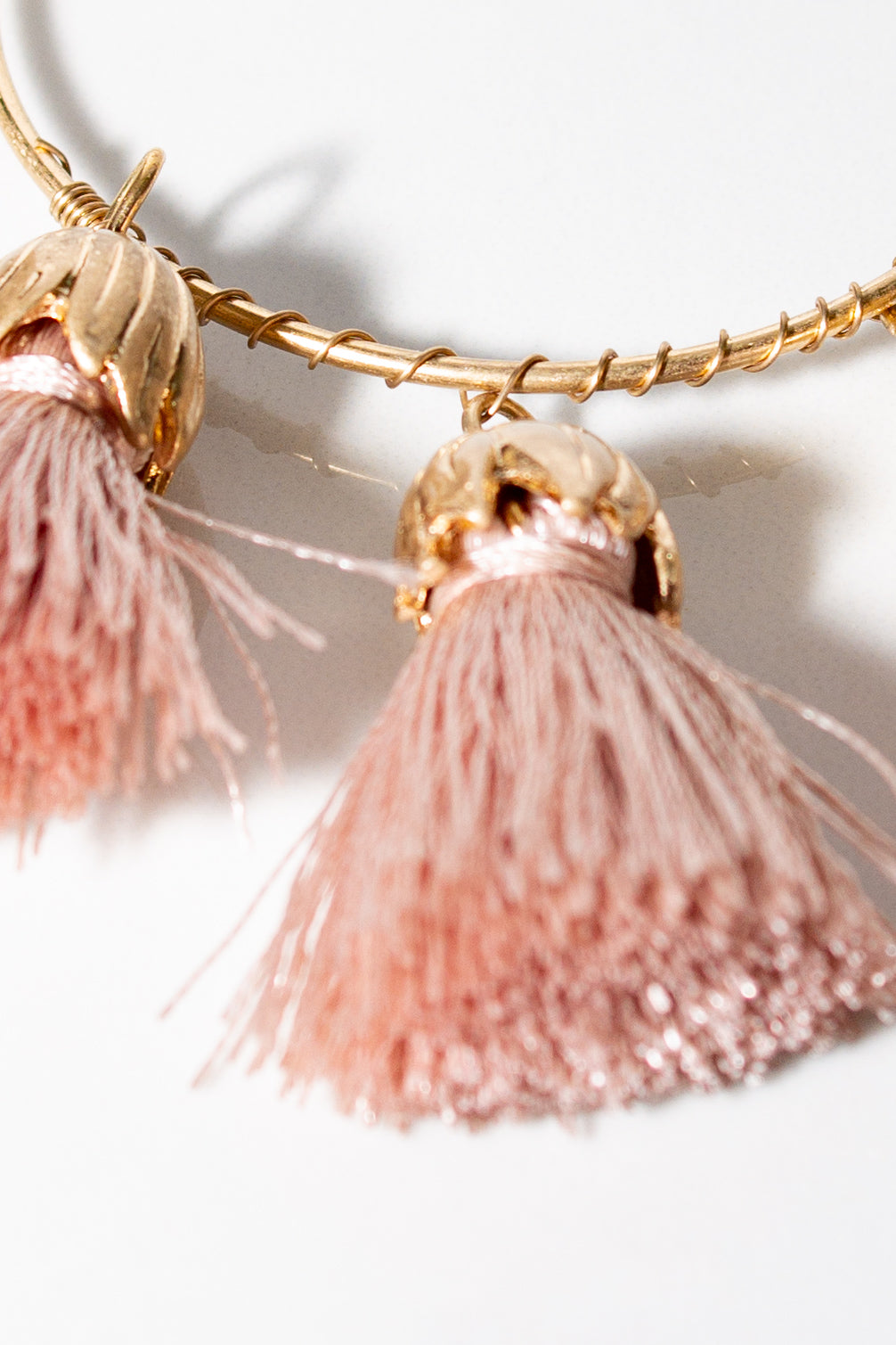 Pink Fringe Hoop Earrings