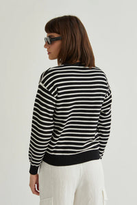 Long Sleeved Striped Crew Neck Sweater