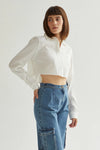 Long Sleeve Cropped Blouse with Pocket