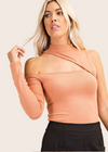 Olive One Shoulder Asymmetrical Long Sleeve Snap to Close Bodysuit