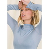 Sheer Blue Mock Neck Layering Top