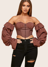 Coco - Form Fit Cropped Corset with Long Romantic Sleeves