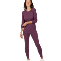 Round Neck Long Sleeve Top and Leggings Set (2 Piece Set)