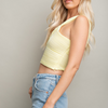 One-Shoulder Asymmetrical Plisse Crop Top