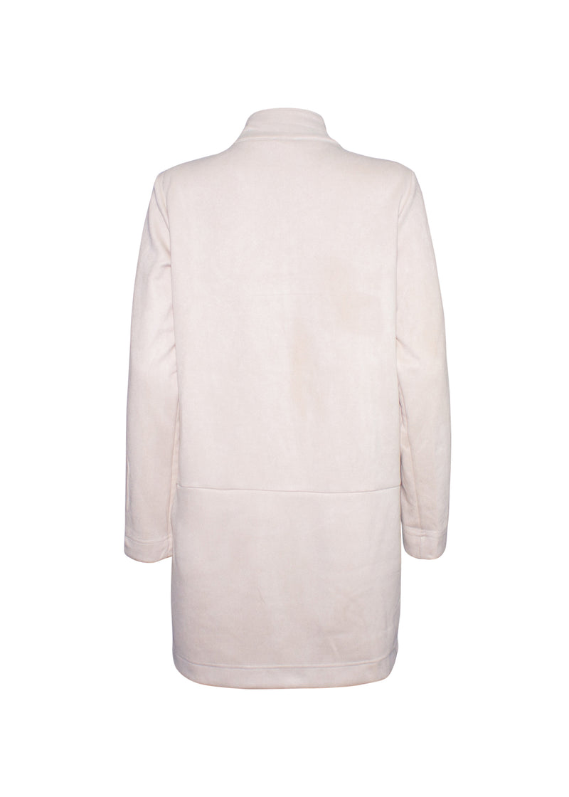 Susan - Suede Open Front Long Sleeve Jacket in Eggshell