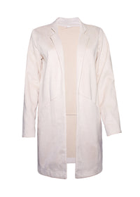 Susan - Suede Open Front Long Sleeve Jacket in Eggshell